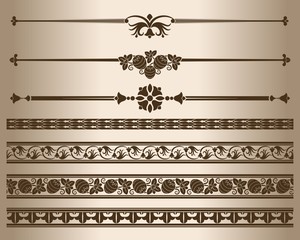 Fototapeta premium Decorative elements. Design elements - decorative line dividers and ornaments. Vector illustration. 