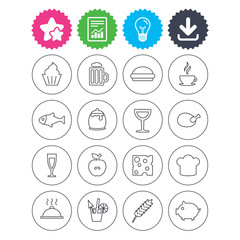 Food and Drinks icon. Beer, coffee and cocktail.