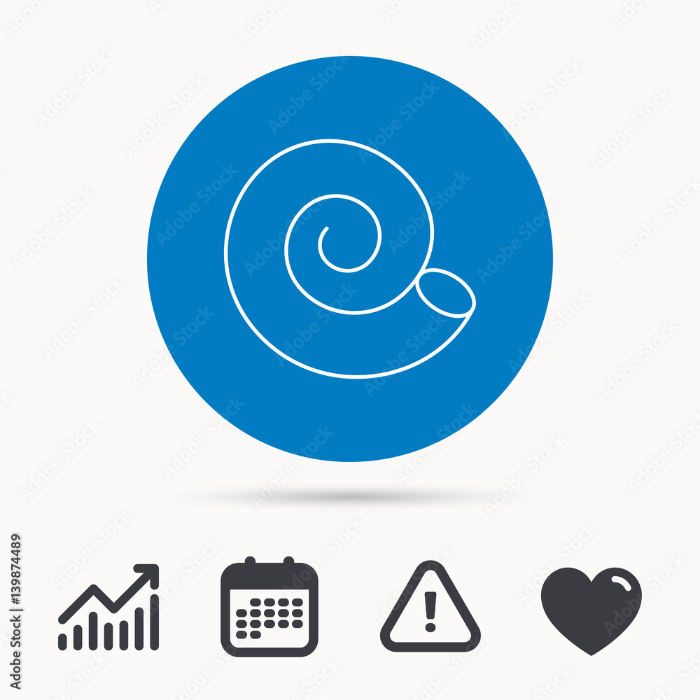 Poster sea shell icon. spiral seashell sign. mollusk shell symbol. calendar, attention sign and growth char