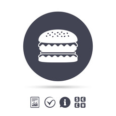 Hamburger icon. Burger food symbol.