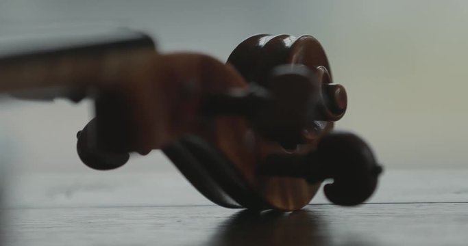 Viola or violin, close detail of neck and scroll