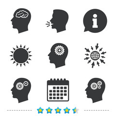 Head with brain icon. Male human symbols.