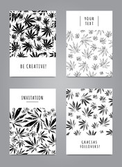 Set of cards with pattern of marijuana leaves