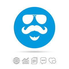Mustache and Glasses sign icon. Hipster symbol.