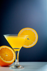 Orange juice and slices of orange fruit