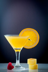 Orange juice and slices of orange fruit