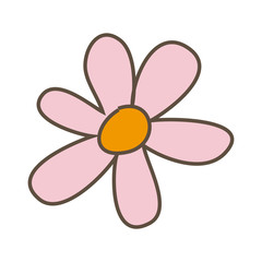 pink flower with oval petals icon, vector illustraction design