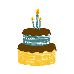 color cake party with canddles icon, vector illustraction design