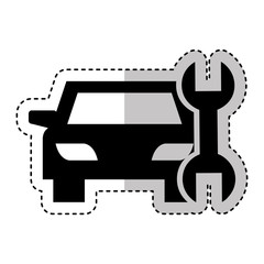 car vehicle silhouette with wrench icon vector illustration design