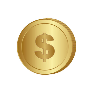 gold coin sign icon, vector illustraction design image