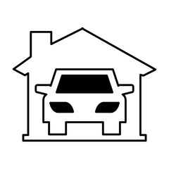 car vehicle silhouette in garage icon vector illustration design