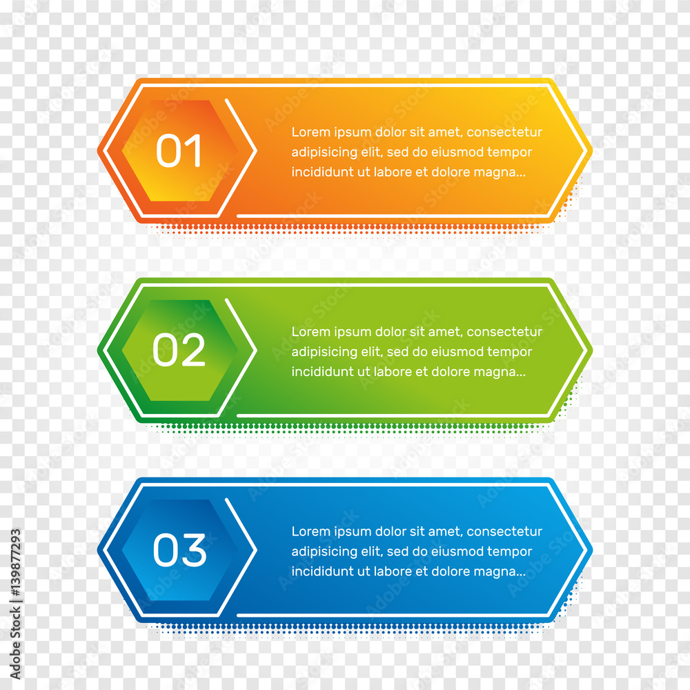 Leinwandbilder Layout workflow. Outline colorful menu for app interface. Number options. Web design of buttons elements. Infographics 1. 2. 3. vector template. Text illustration.