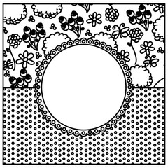 figure flowers with brown figures background with white emblem icon, vector illustraction