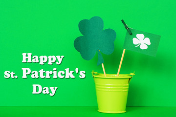 Happy St. Patrick's Day card with holiday attributes 