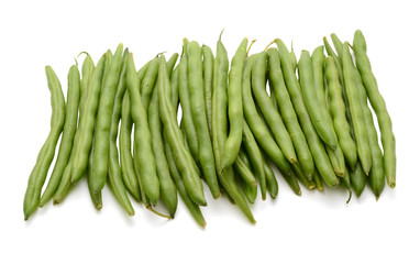 Fresh green beans isolated on a white background