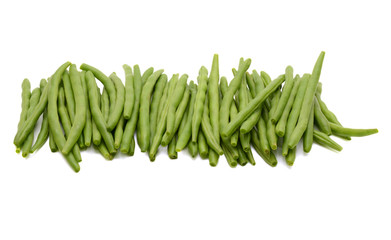 Fresh green beans isolated on a white background