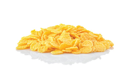 Cornflakes on white background