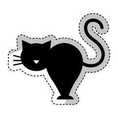 cute cat mascot silhouette isolated icon vector illustration design