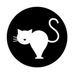 cute cat mascot silhouette isolated icon vector illustration design