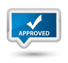 Approved (validate icon) prime blue banner button