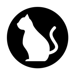 cute cat mascot silhouette isolated icon vector illustration design