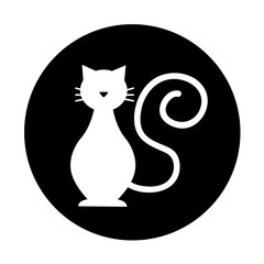 cute cat mascot silhouette isolated icon vector illustration design