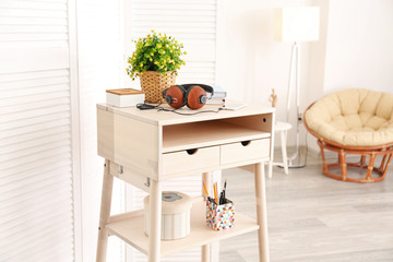 Modern stand-up desk in living room