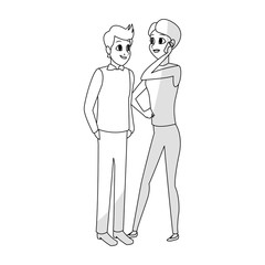 young couple cartoon icon over white background. vector illustration