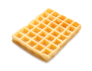 Tasty waffle on white background