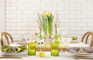 Beautiful Easter decorations on table