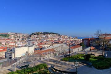 Fototapeta na wymiar Vista do centro de Lisboa com o castelo em fundo