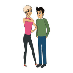 Fototapeta premium young couple cartoon icon over white background. colorful design. vector illustration