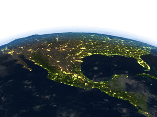 Mexico at night on planet Earth