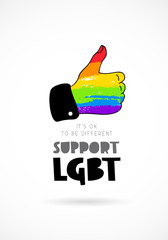 Support LGBT.  Like - rainbow hand