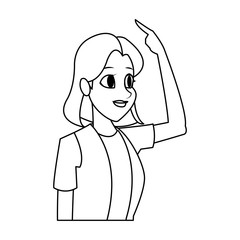 pretty young woman gesticulating  icon image vector illustration design 