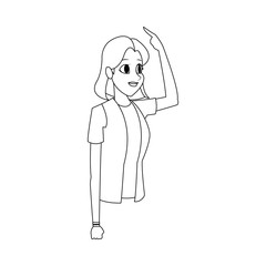 pretty young woman gesticulating  icon image vector illustration design 