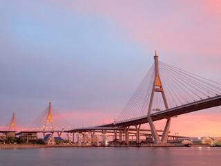 Industrial Ring Bridge or Mega Bridge,at night in Bangkok , Thailand