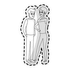 young adults having conversation icon image vector illustration design 