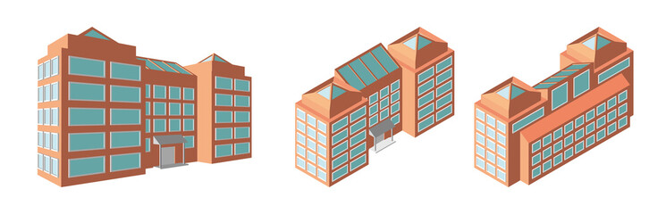 Isometric business center. Modern 3d home plan. Isolated Vector illustration.