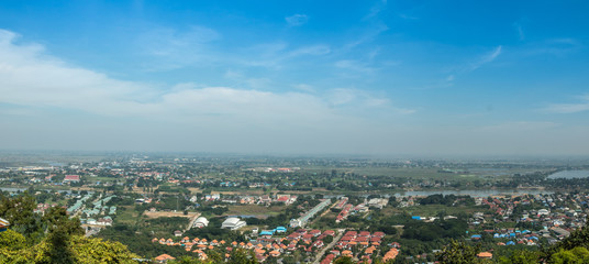 the city with blue sky .