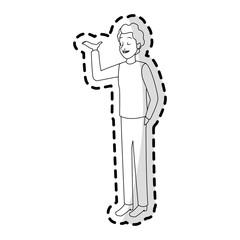 handsome young man talking icon image vector illustration design 