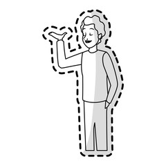 handsome young man talking icon image vector illustration design 