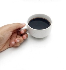 black coffee on white background