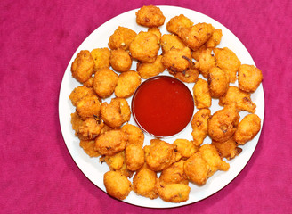 Indian vegetable Pakora. A fried snack prepared from Chickpea flour.