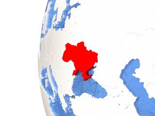 Fototapeta premium Ukraine on globe