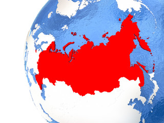 Russia on globe