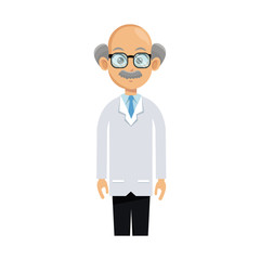 medical doctor old man cartoon icon over white background. colorful design. vector illustration