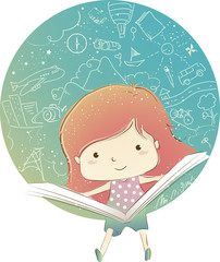 Kid Girl Book Geography Doodles