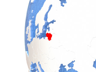 Naklejka premium Lithuania on globe