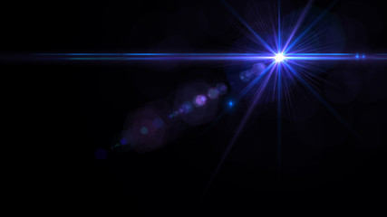 Lens flare yellow light over black background. easy to add overlay or screen filter over Photos